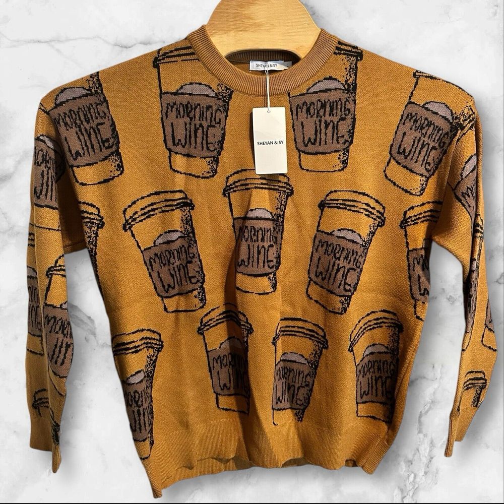SHEYAN & SY Pullover Casual Long Sleeve Knitted Sweater‎ Size Large Mustard